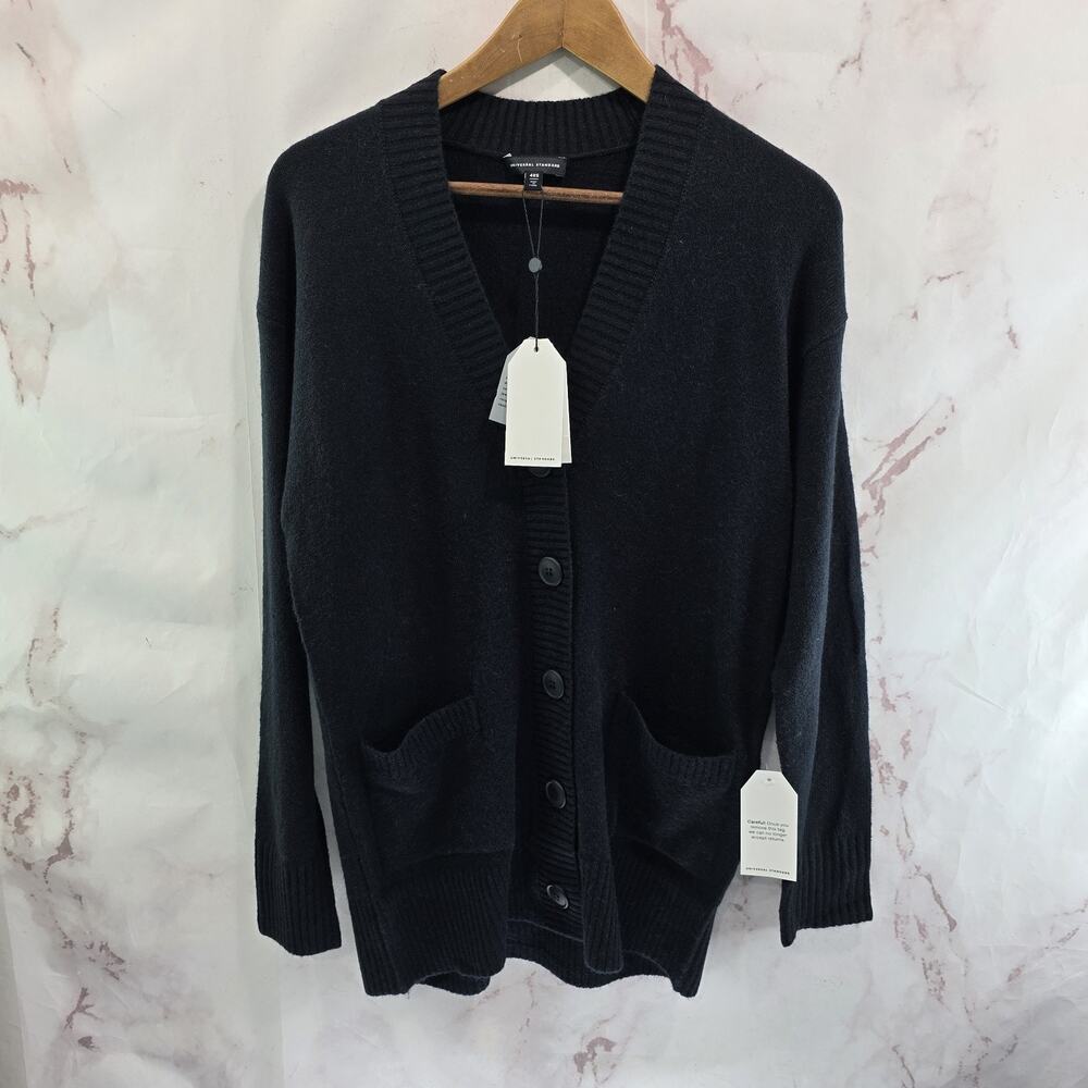Universal Standard Sweater Womens 4XS XS Black Cardigan Merino Wool Plush